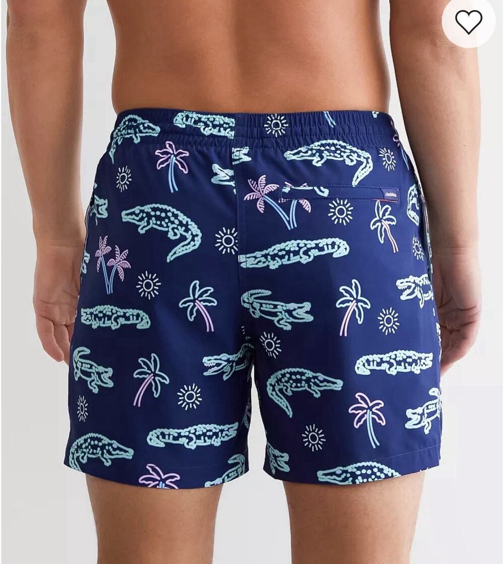 Chubbies Neon Glades Swim Trunks Mens Small 5.5 Inseam Alligator Navy Palm Print